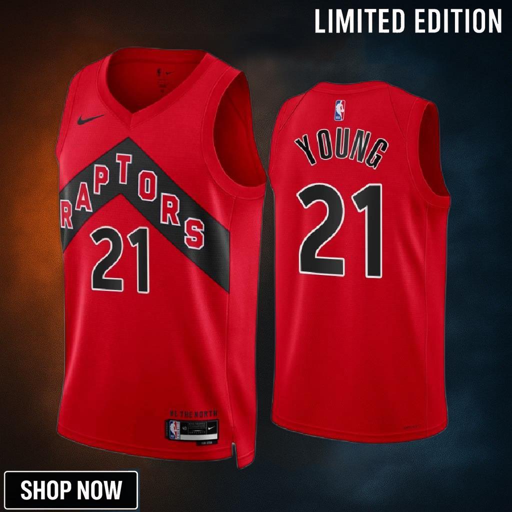 Thaddeus Young 21 -23 Toronto Raptors Red Icon Edition Jersey Swingman
