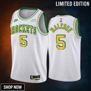 Theo Maledon 5 -23 Houston Rockets White Classic Edition Men Jersey Swingman