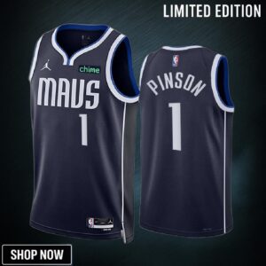 Theo Pinson 1 -23 Dallas Mavericks Navy Statement Edition Men Jersey Swingman