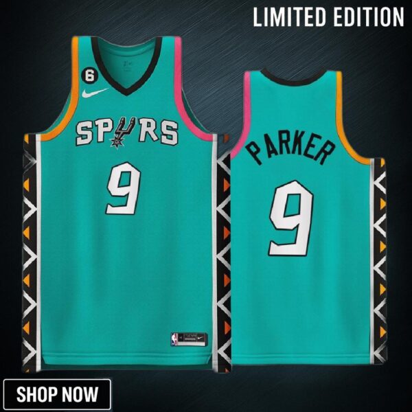 Tony Parker 9 -23 San Antonio Spurs City Edition Jersey Teal