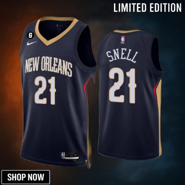 Tony Snell 21 New Orleans Pelicans Navy Jersey -23 Icon Edition No.6 Patch