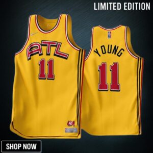 Trae Young 11 -23 Atlanta Hawks Gold Earned Edition Jersey