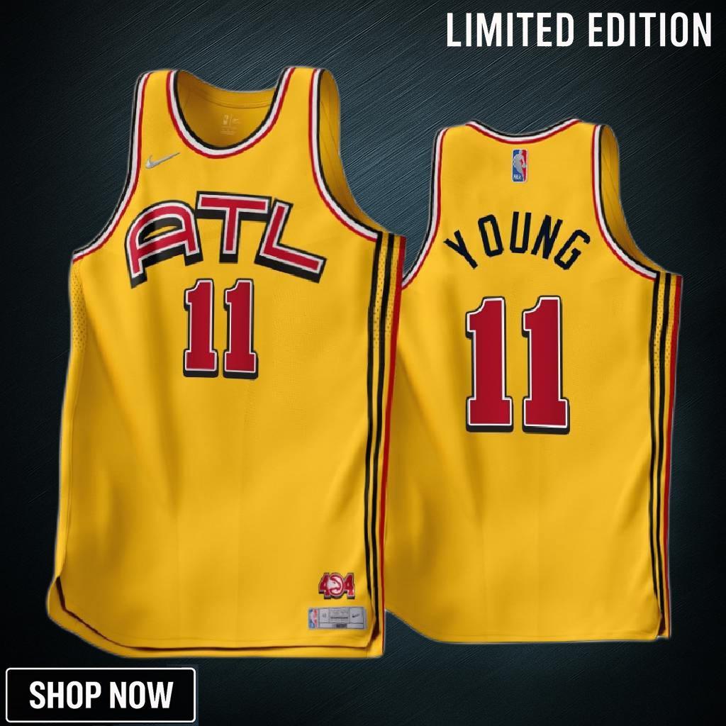 Trae Young 11 -23 Atlanta Hawks Gold Earned Edition Jersey
