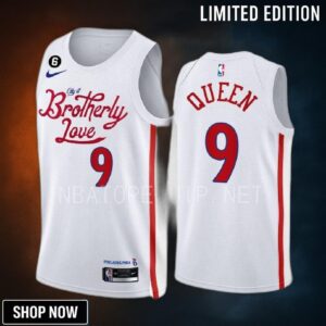 Trevelin Queen 9 -23 Philadelphia 76ers White City Edition Men Jersey Swingman