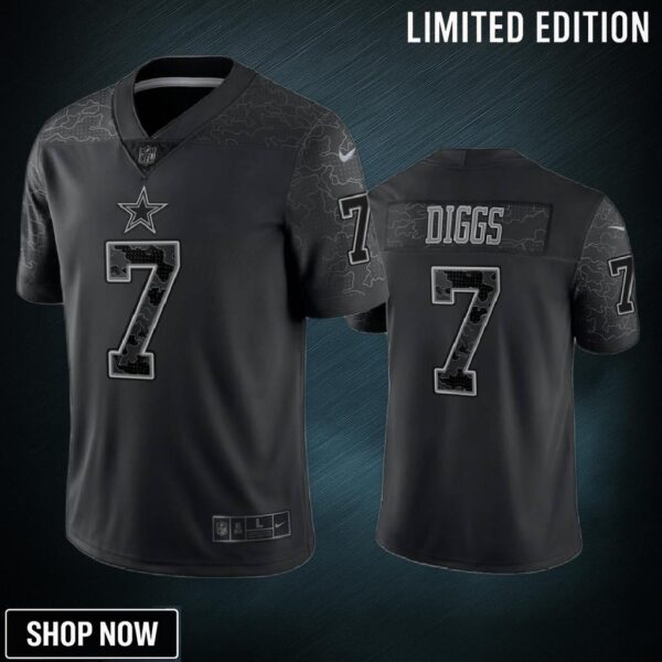 Trevon Diggs 7 Dallas Cowboys Black Reflective Limited Jersey - Men
