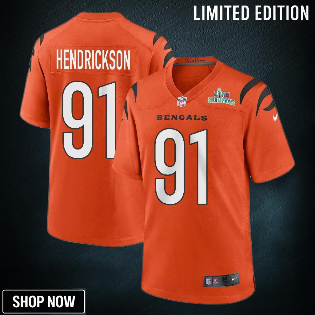 Trey Hendrickson 91 Cincinnati Bengals Super Bowl Lvii Champions Men Alternate Game Jersey - Orange