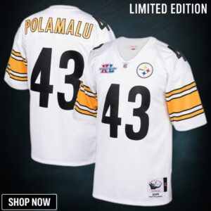 Troy Polamalu Pittsburgh Steelers Mitchell And Ness 2005 Authentic Throwback Retired Player Jersey White Nfl