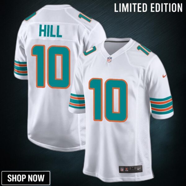 Tyreek Hill 10 Miami Dolphins Alternate Game Men Jersey - White