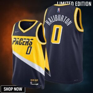 Tyrese Haliburton 0 Indiana Pacers City Edition Blue Jersey Diamond Badge - Men