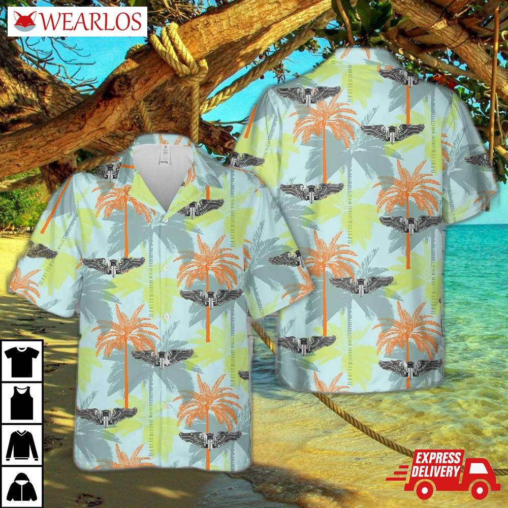 U.s. Army Air Force's Aerial Gunner Badge In Wwii Hawaiian Shirt