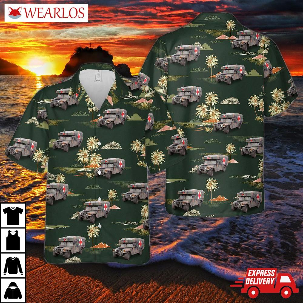 U.s.army Hmmwv M997a1 Maxi Ambulance Hawaiian Shirt
