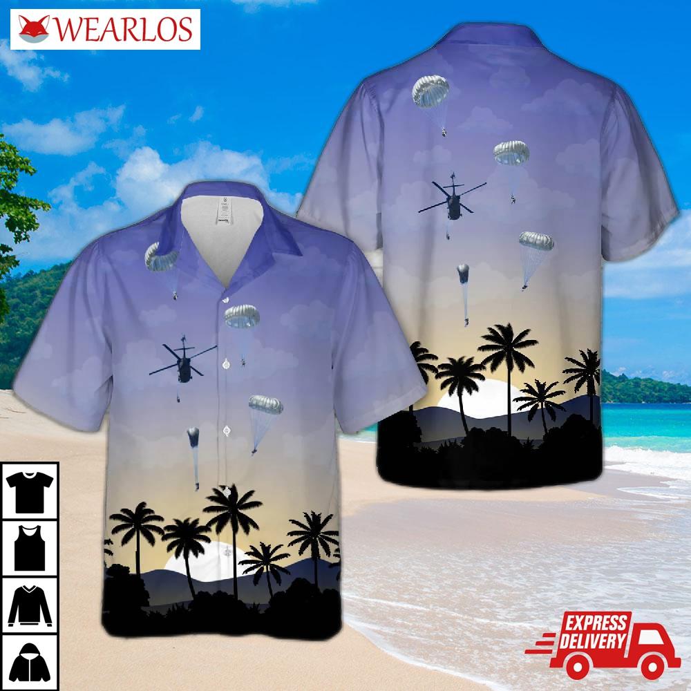 U.s. Army Paratroopers Jump Out Of A Uh-60 Black Hawk Hawaiian Shirt