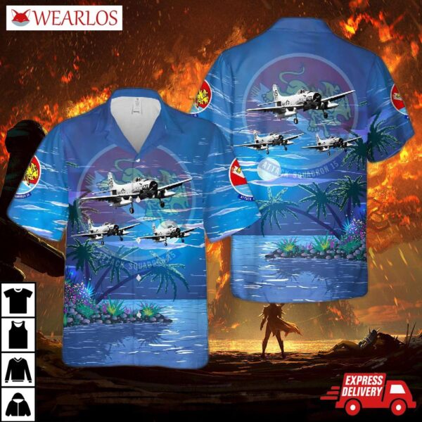 U.s. Navy Douglas Ad-6 Skyraider (buno 139776) Of Attack Squadron 15 (va-15) "valions" Hawaiian Shirt