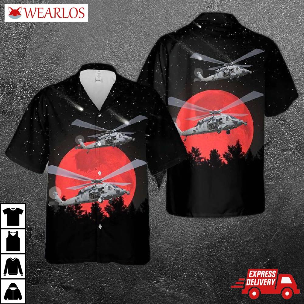 U.s. Navy Mh-60s Seahawk Of Helicopter Sea Combat Squadron Six (hsc-6) Indians Hawaiian Shirt