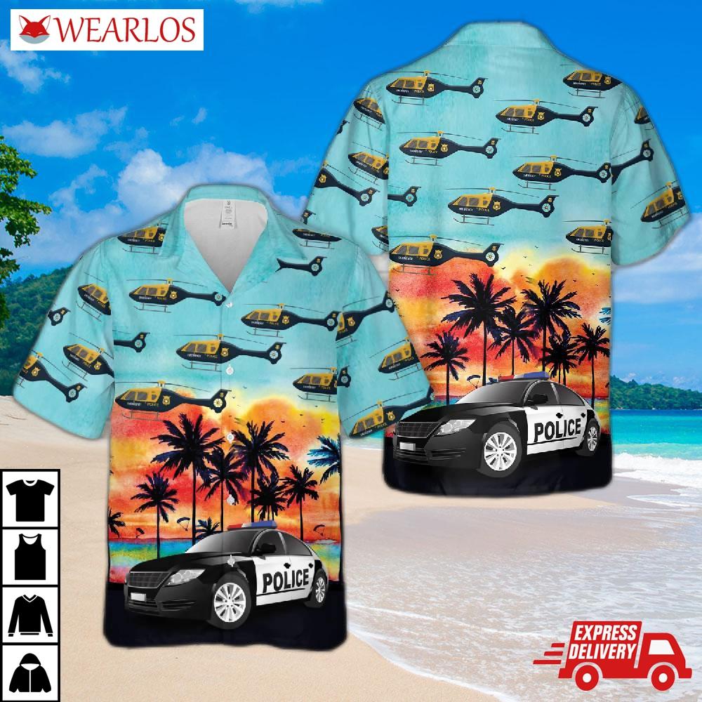 U.s Police Car And Helicopter Hawaiian Shirt