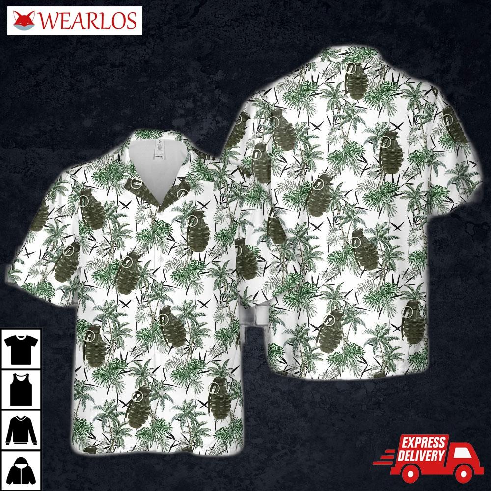 U.s. Wwii Mk 2 Iron Pineapple Grenade Hawaiian Shirt
