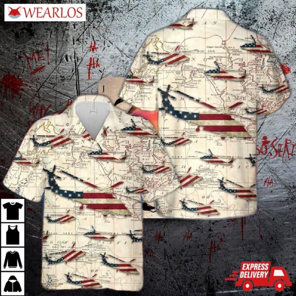 Uh-60 Black Hawk Helicopter Hawaiian Shirt