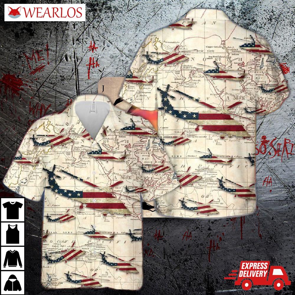 Uh-60 Black Hawk Helicopter Hawaiian Shirt