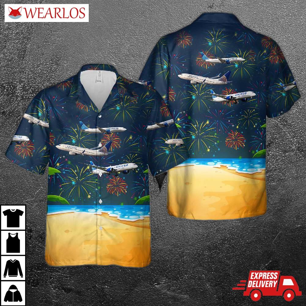 United Airlines Fleet 4th Of July Hawaiian Shirt