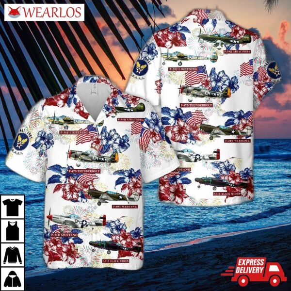 United States Army Air Force Fighters In Wwii 1941-1945 Hawaiian Shirt