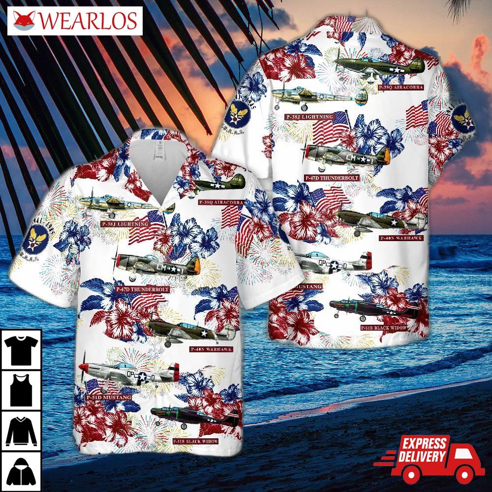 United States Army Air Force Fighters In Wwii 1941-1945 Hawaiian Shirt