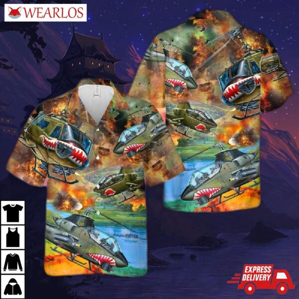 United States Army Huey Cobra Helicopter Hawaiian Shirt