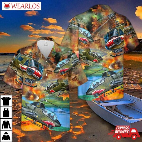 United States Army Huey Cobra Helicopter Hawaiian Shirt