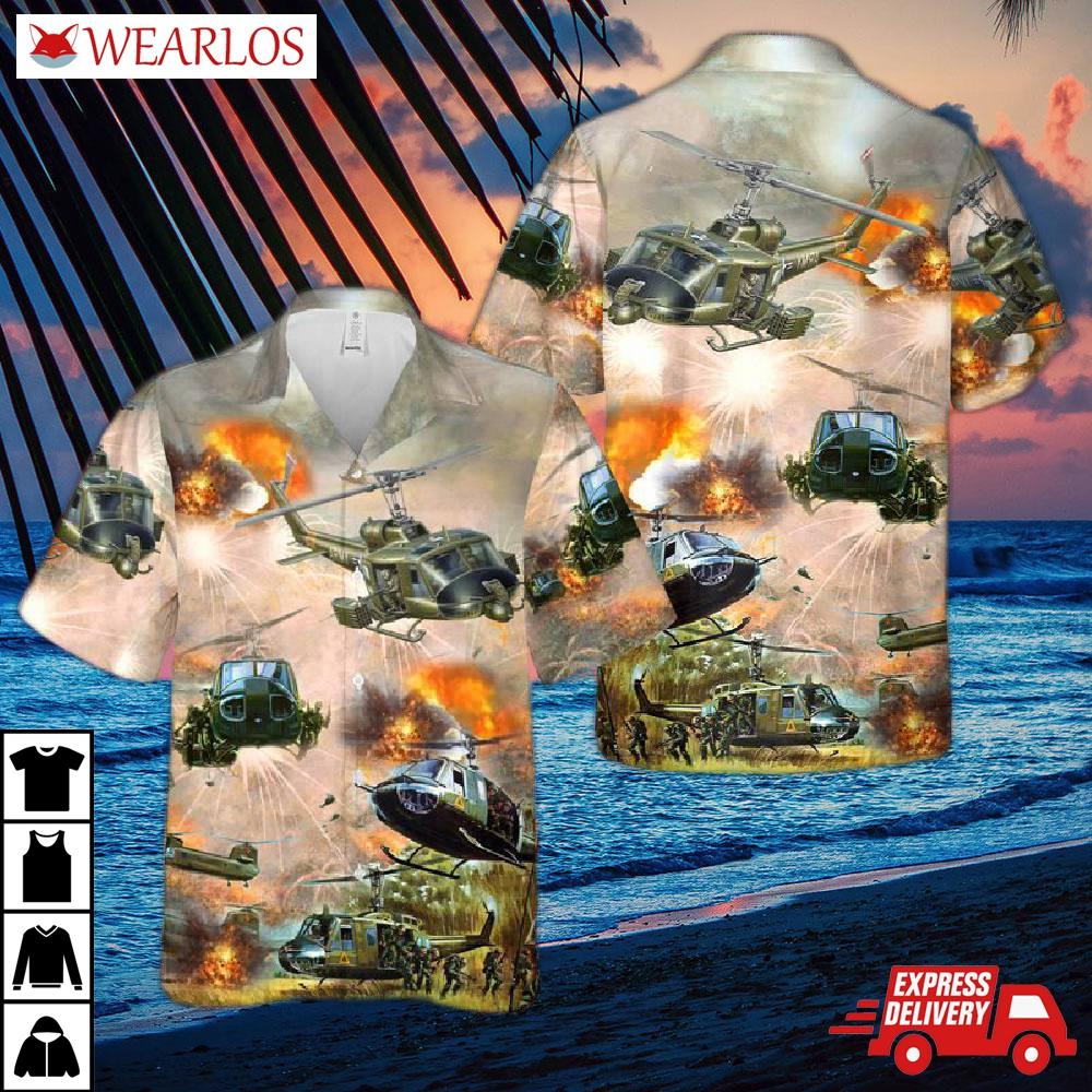United States Army Huey Helicopter Hawaiian Shirt