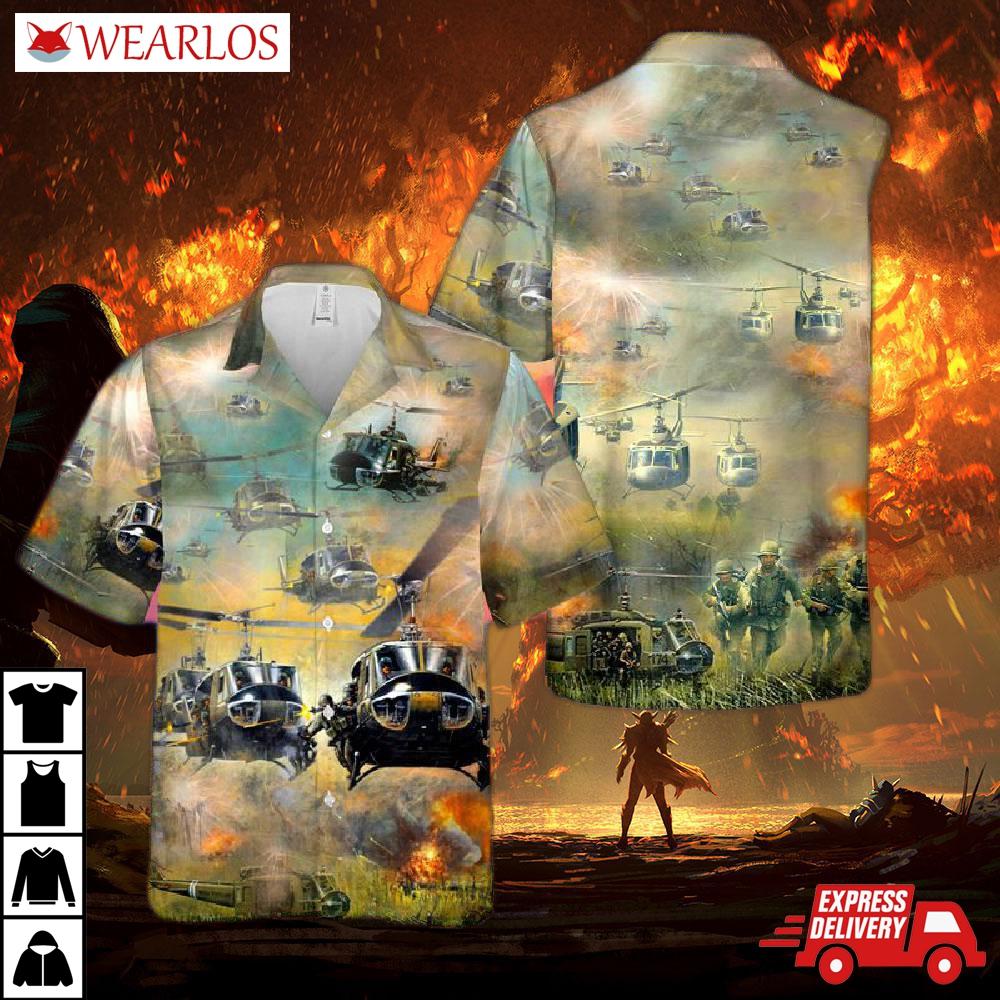 United States Army Huey Helicopter Hawaiian Shirt