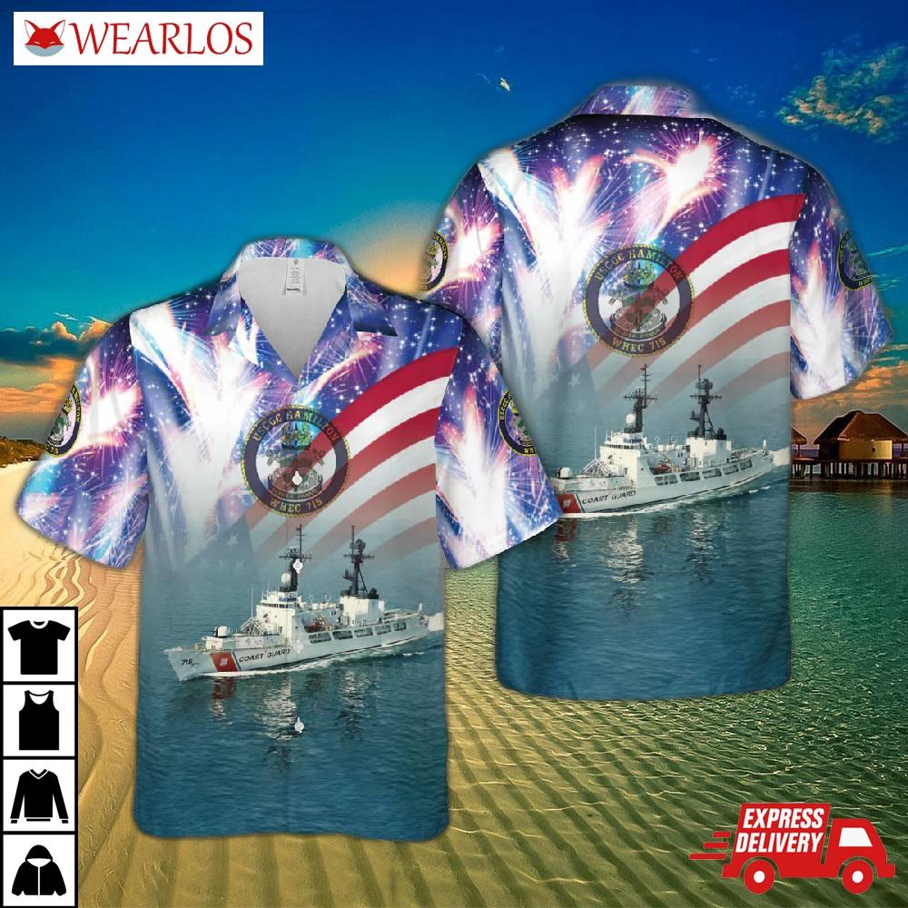 United States Coast Guard High Endurance Cutter Uscgc Hamilton (whec-715), 4th Of July Hawaiian Shirt
