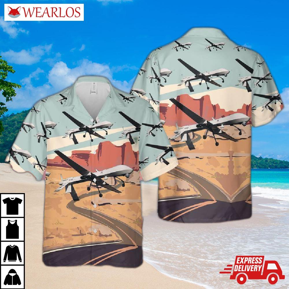 Us Air Force 11th Attack Squadron Mq-1 Predator Armenia With Agm-114 Hellfire Hawaiian Shirt