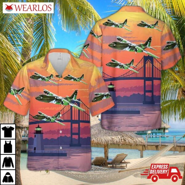 Us Air Force 143rd Airlift Squadron Rhode Island National Guard C-130e Hawaiian Shirt