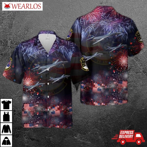 Us Air Force 28th Aircraft Maintenance Squadron Rockwell B-1b Lancer, 4th Of July Hawaiian Shirt