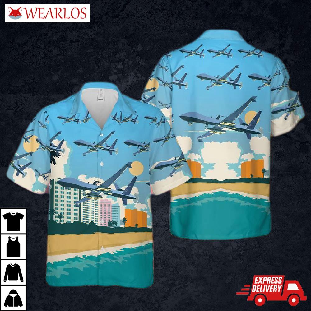 Us Air Force 2nd Special Operations Squadron General Atomics Mq-9 Reaper Hawaiian Shirt