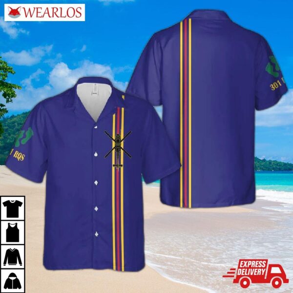 Us Air Force 301st Rescue Squadron Helicopter Hawaiian Shirt