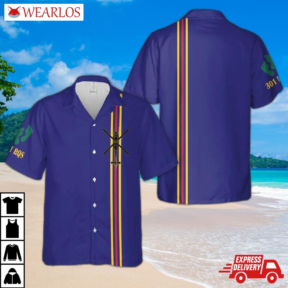 Us Air Force 301st Rescue Squadron Helicopter Hawaiian Shirt