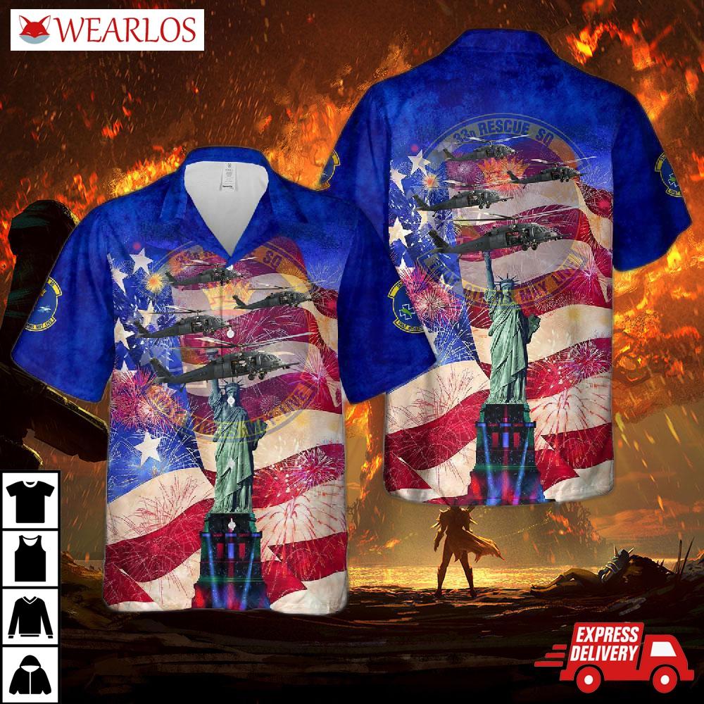 Us Air Force 33D Rescue Squadron Hh-60 Pave Hawk, 4th Of July Hawaiian Shirt