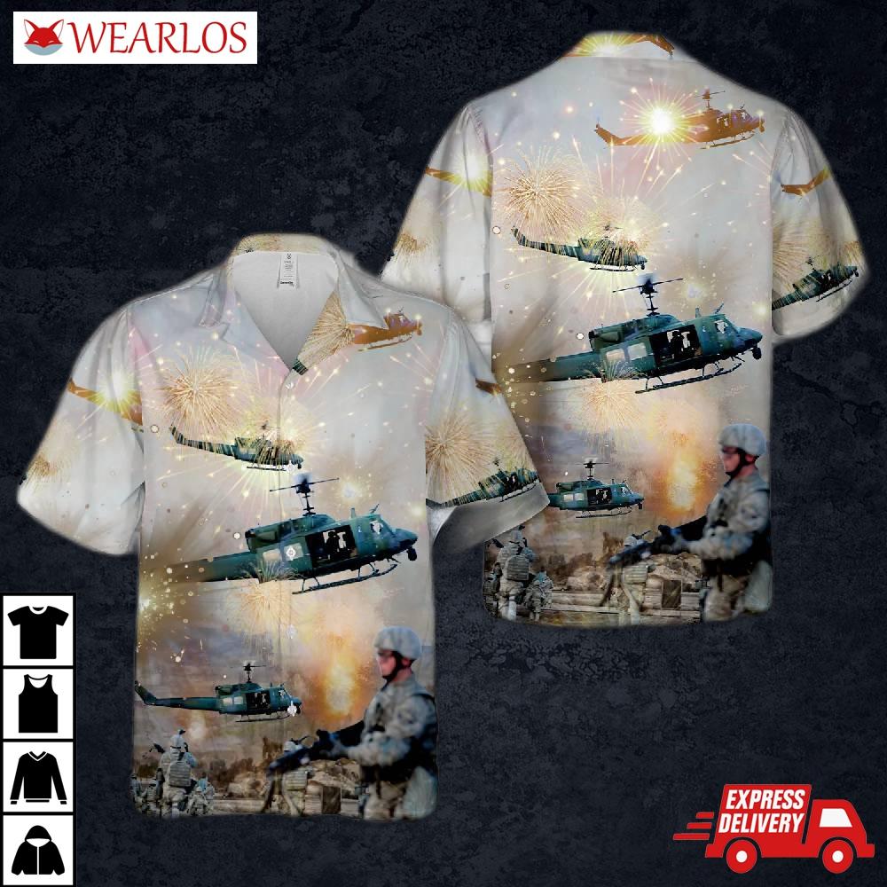 Us Air Force 37th Helicopter Squadron Uh-1n Hawaiian Shirt