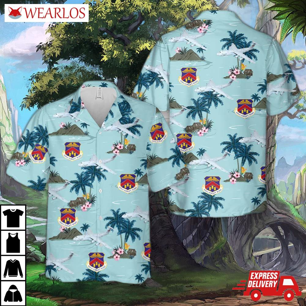 Us Air Force 439th Airlift Wing, Lockheed Martin C-5m Super Galaxy Hawaiian Shirt
