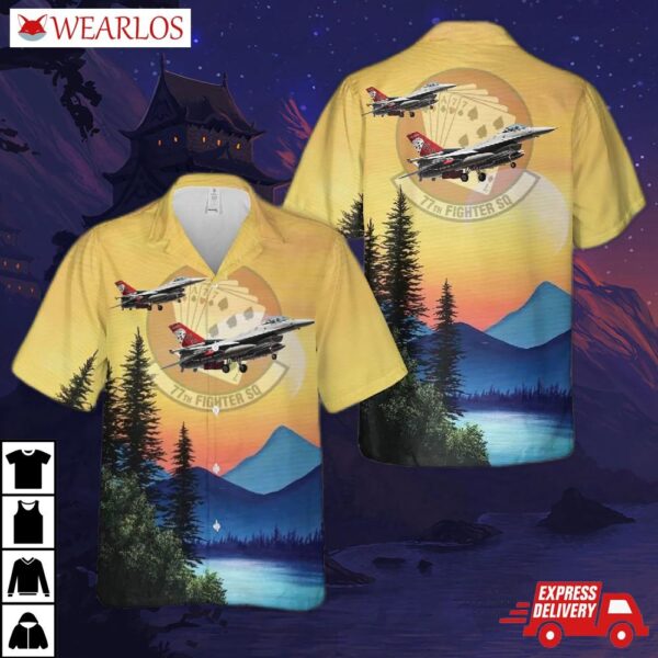 Us Air Force 77 Fighter Squadron F-16cm Hawaiian Shirt