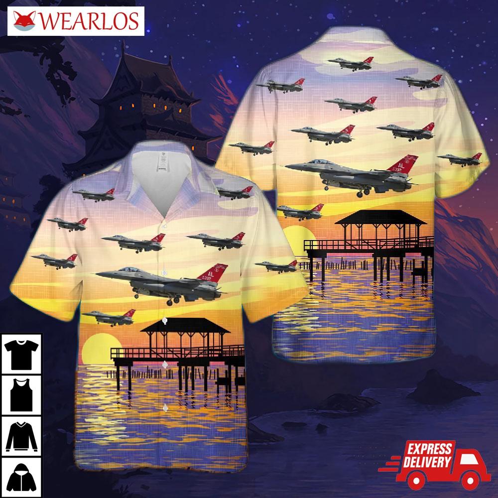 Us Air Force Alabama National Guard F-16c Fighting Falcon Hawaiian Shirt