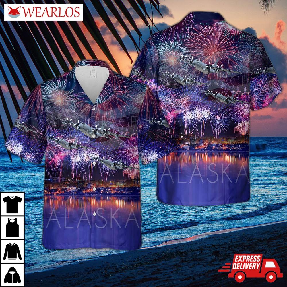 Us Air Force Alaska National Guard 211th Rescue Squadron (211th Rqs) Hc-130n Hercules, 4th Of July Hawaiian Shirt