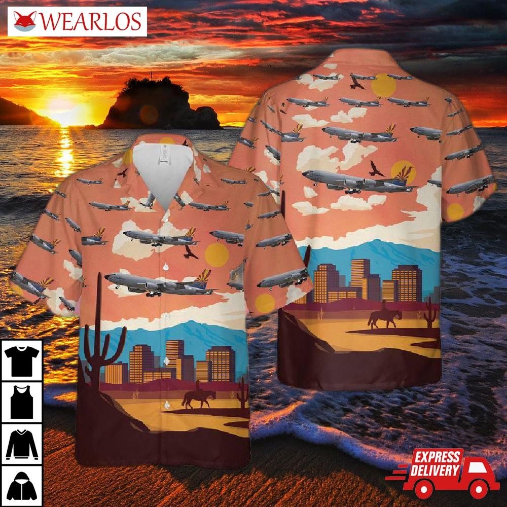 Us Air Force Arizona National Guard Boeing Kc-135r Stratotanker Hawaiian Shirt