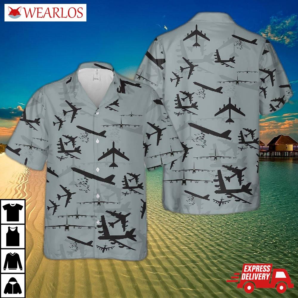 Us Air Force Boeing B-52 Stratofortress Aircraft Silhouettes Hawaiian Shirt