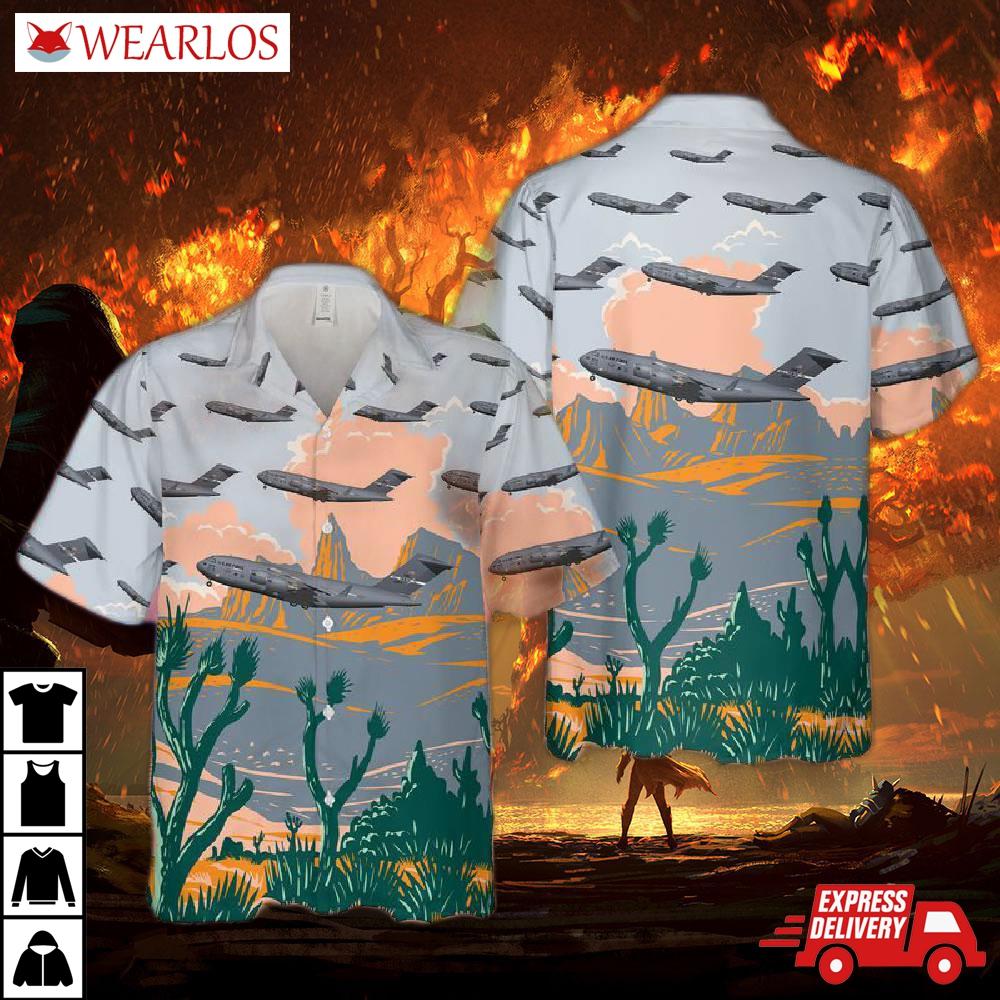 Us Air Force Boeing C-17a Globemaster Travis Spirit Of Solano Hawaiian Shirt