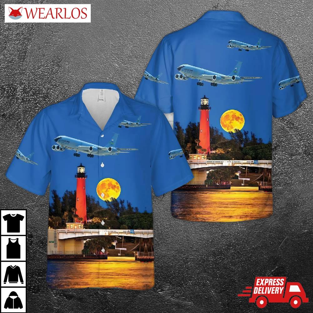 Us Air Force Boeing Kc-135r Rivet Stand/rivet Quick Hawaiian Shirt