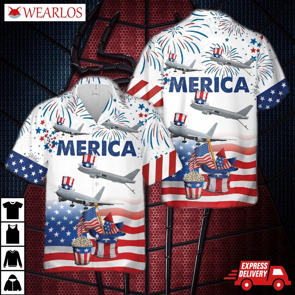 Us Air Force Boeing Kc-46 Pegasus, 4th Of July Hawaiian Shirt