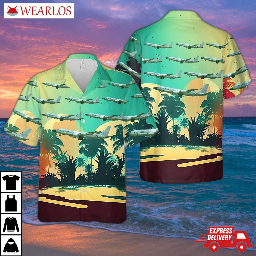 Us Air Force Boeing Rc-135d Office Boy / Rivet Brass Hawaiian Shirt