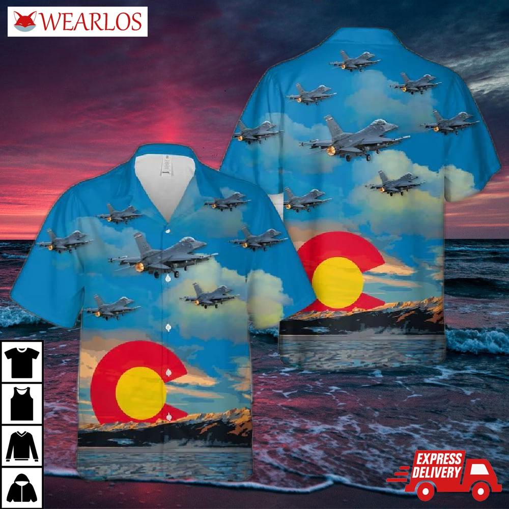 Us Air Force Colorado National Guard 140th Wing F-16 Falcon Hawaiian Shirt