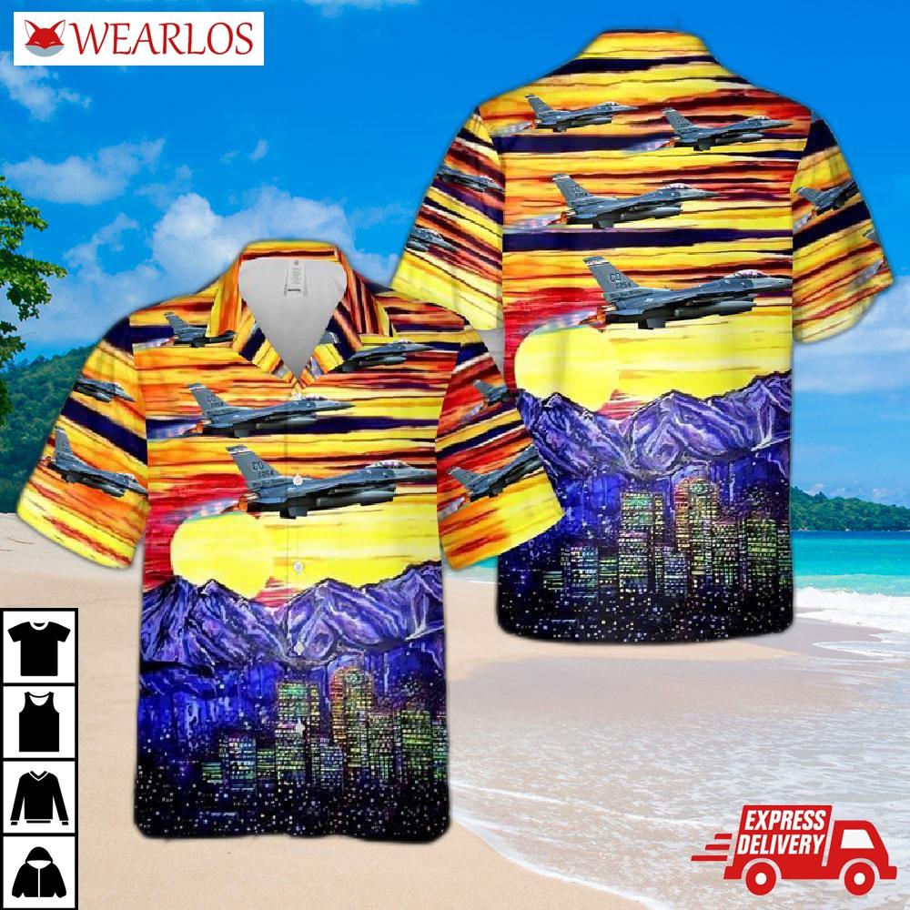 Us Air Force Colorado National Guard 140th Wing F-16 Falcon Hawaiian Shirt
